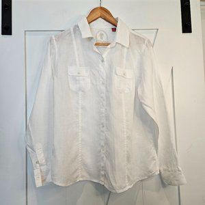Tommy Bahama Relax White Linen Button Down Long Sleeve Shirt, Size Medium